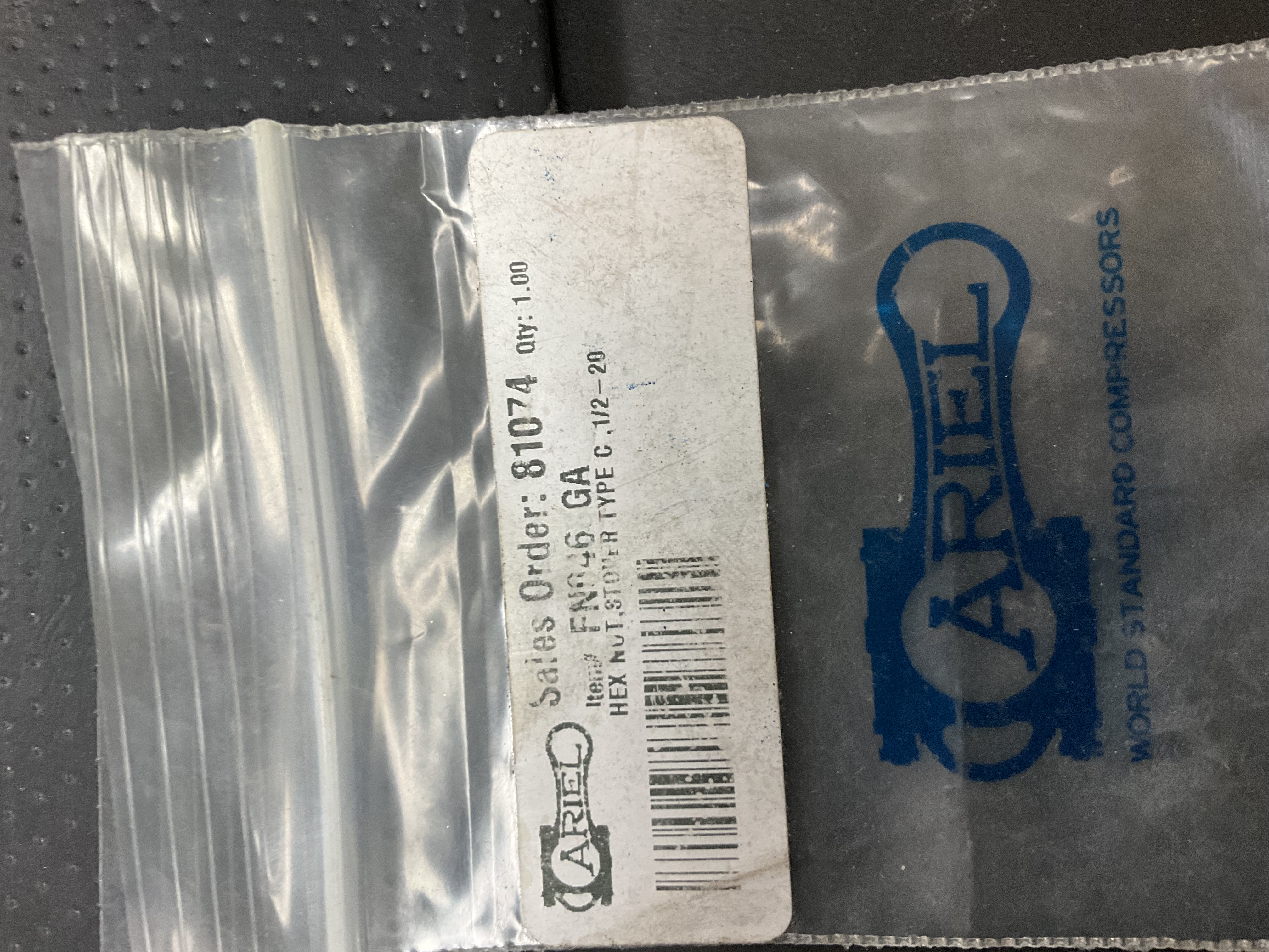 Ariel NYLON INSERT LOCKNUT, 1/2-13 PN: FN0460GA