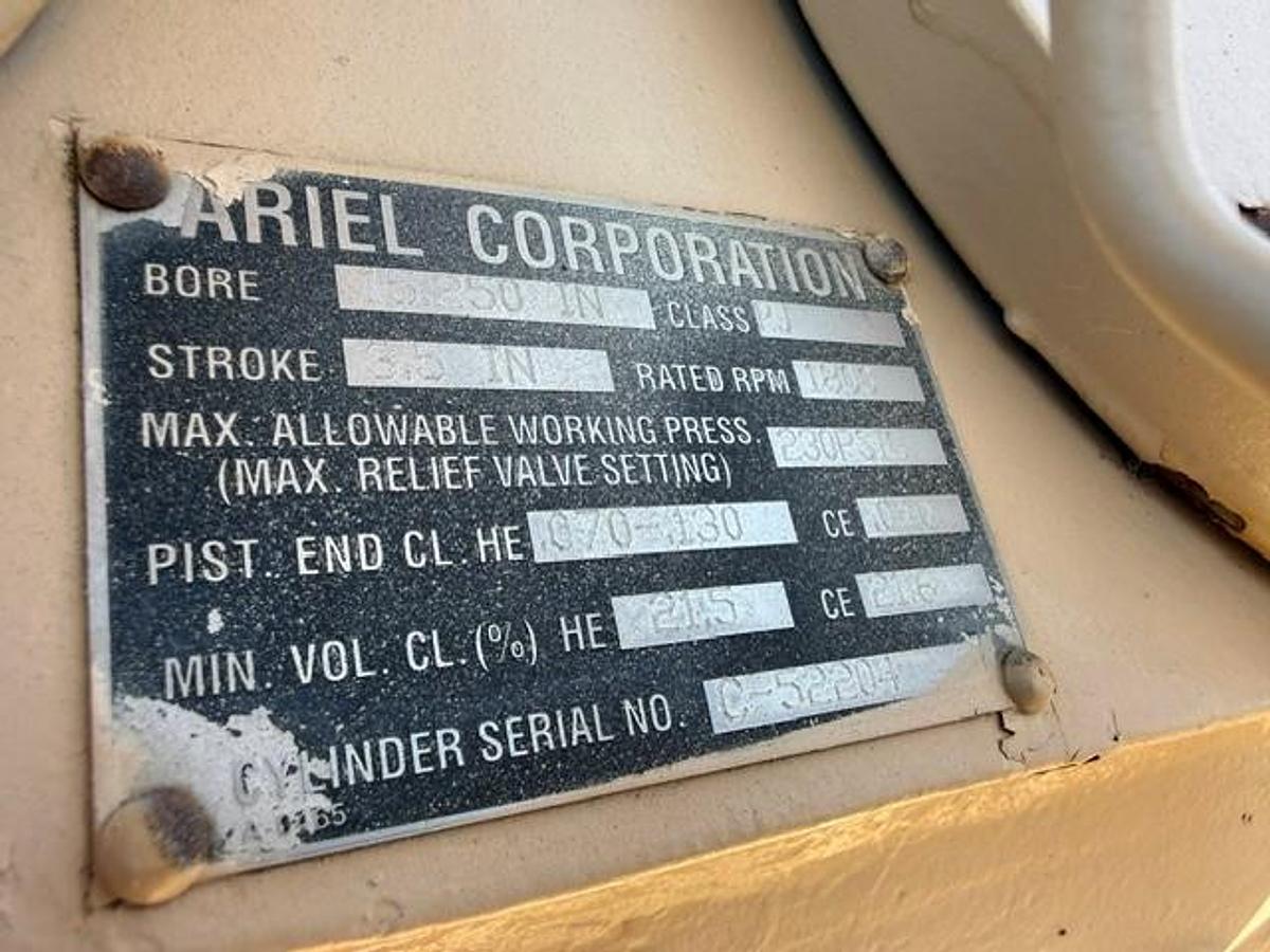 Used 350 HP / Ariel JGJ-2 Two Stage Compressor Package Size 15.25" x 8.375" with 81AVI Cooler SN F-17062