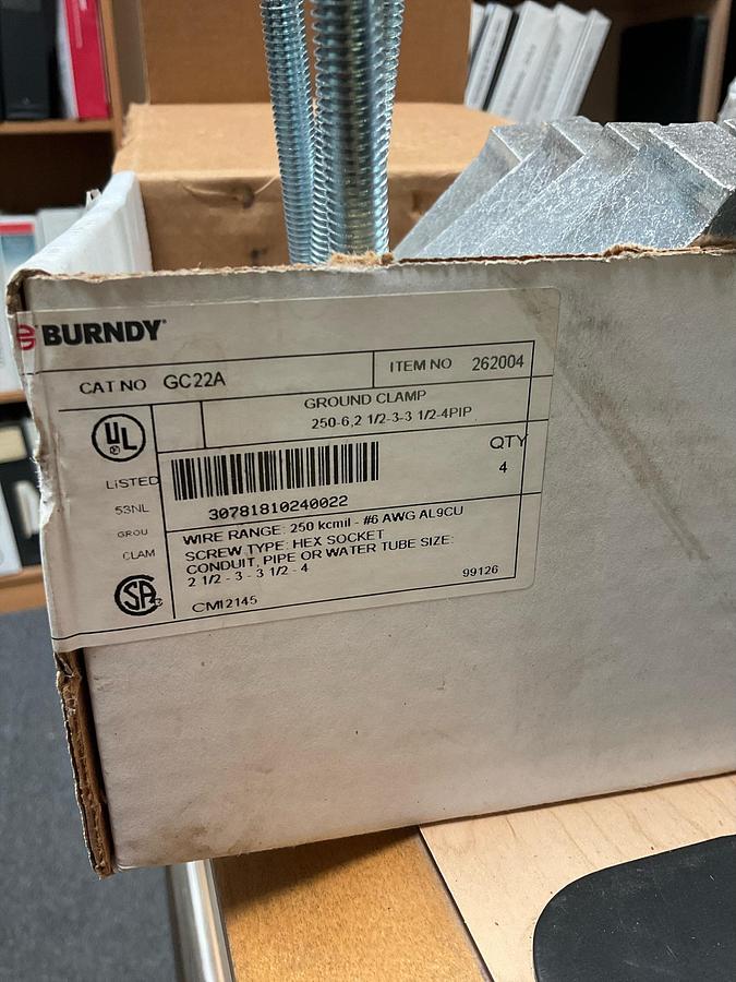 Burndy Mechanical Grounding Clamp Connector PN: GC22A 