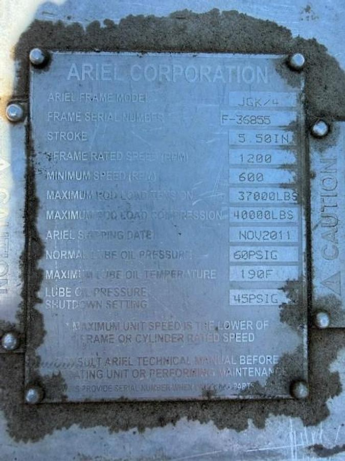 Used Ariel JGK-4 Compressor Frame SN F-36855