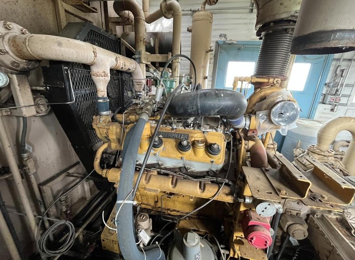 Used CAT  Gas Compressor Package Model G3408TA S/N 6NB01289 Ariel Model JGA-4-3 Stage S/N F-14205 Size 8 7/8 x 8 7/8 x 6.5 x 4.125 x 3” Stroke