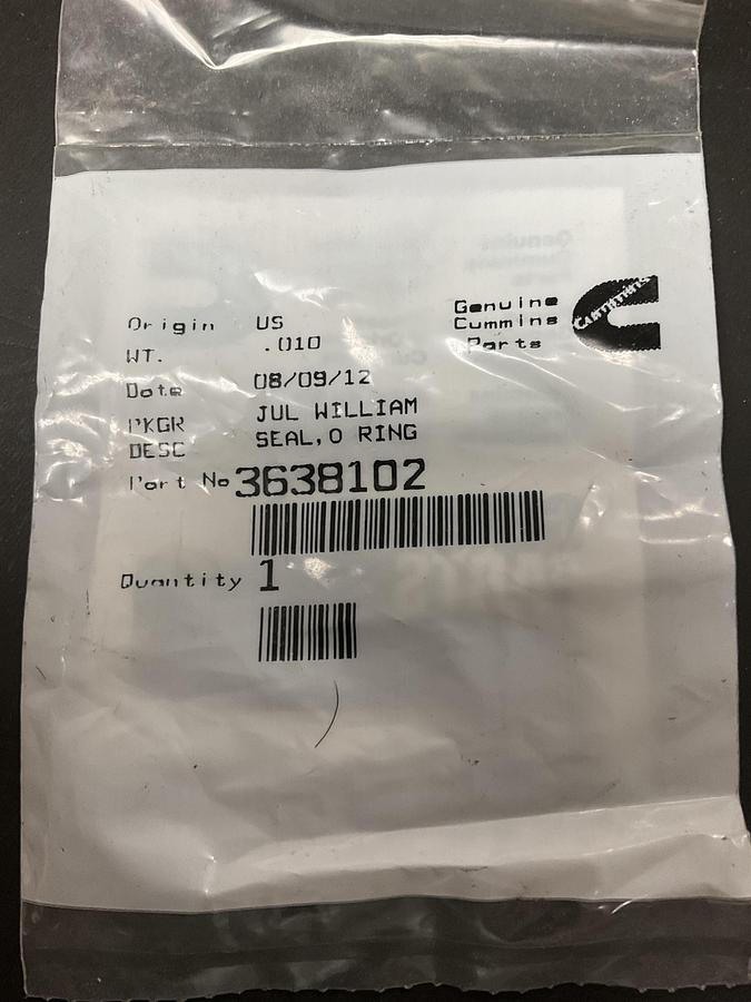 Cummins O-Ring Seal PN: 3638102