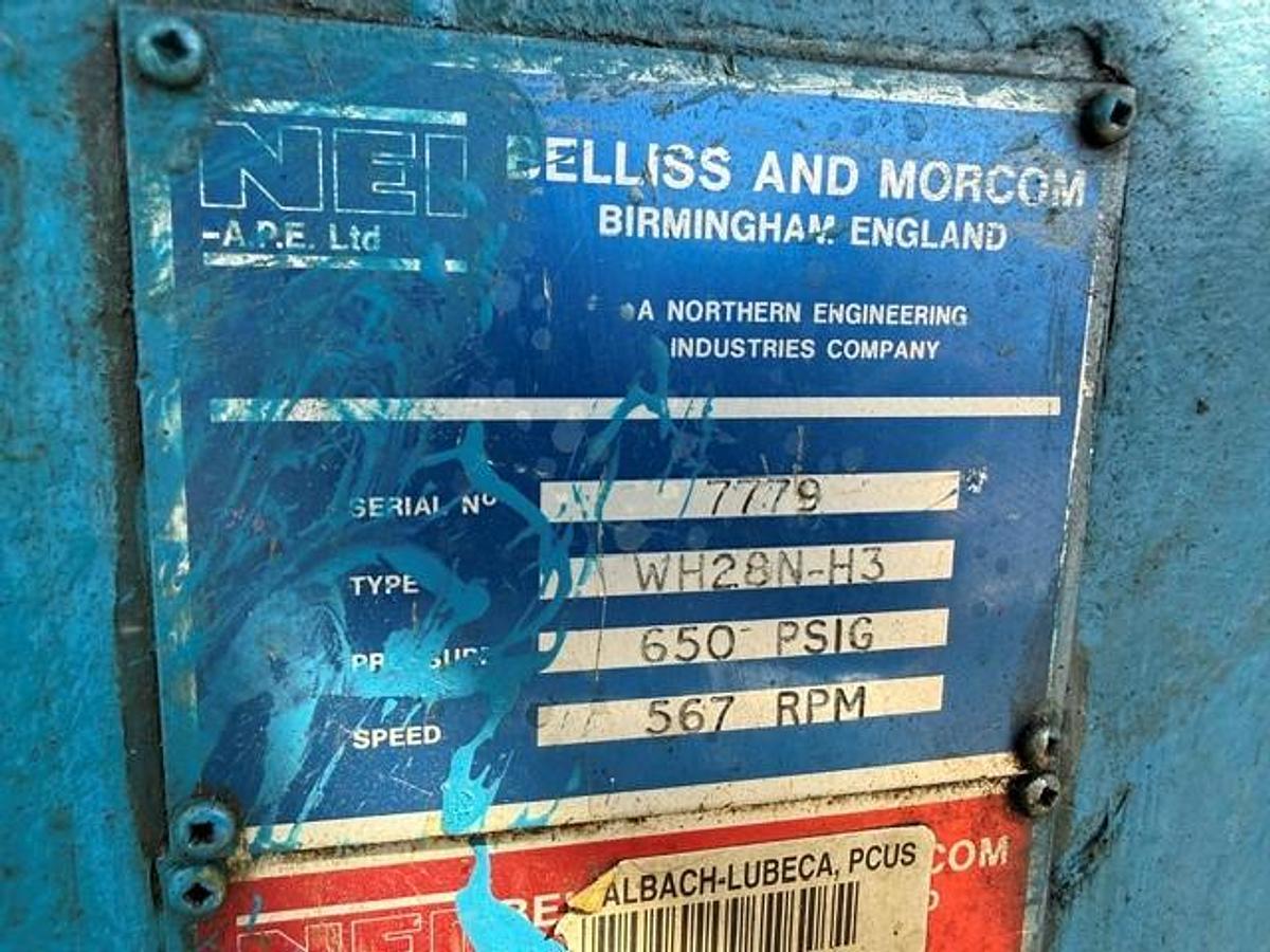 Used 300 HP / Bellis and Morcom WH28N-H3 Air Compressor SN 7779
