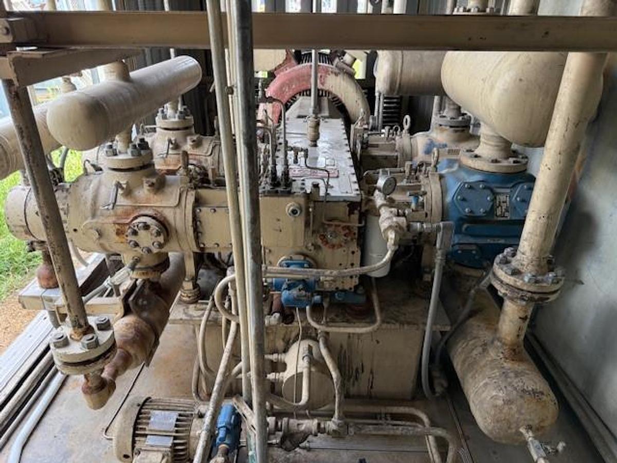 Used 600 HP / Ariel JGA-4 SN F 21750 Four Stage CNG Compressor Package Size 6.125” x 4.125” x 3.375” x 3.375” x 1.75” x 1.75” with ACE E721 Cooler