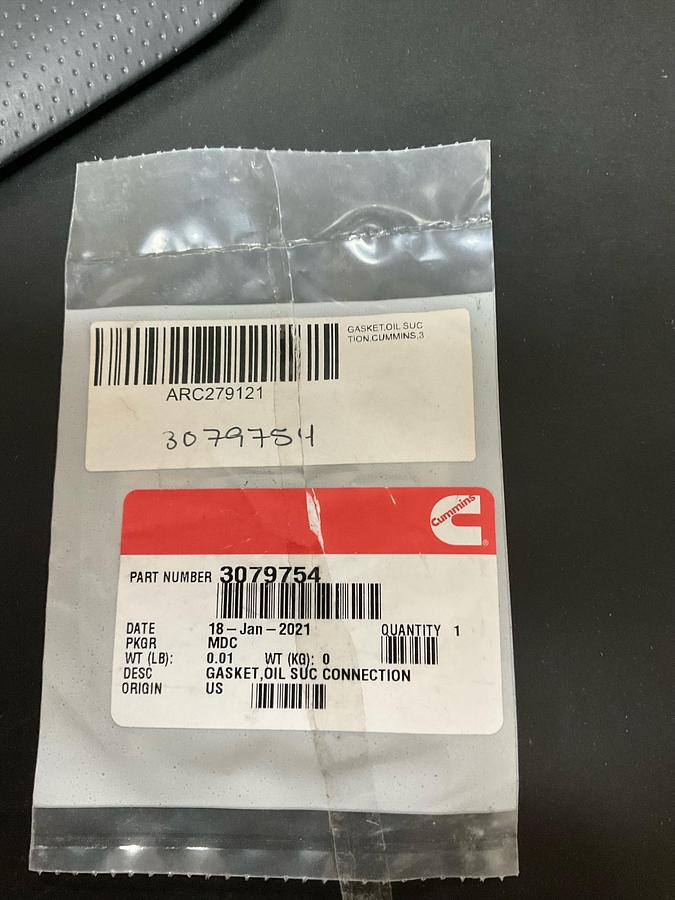 Cummins Oil Suction Connection Gasket PN: 3079754