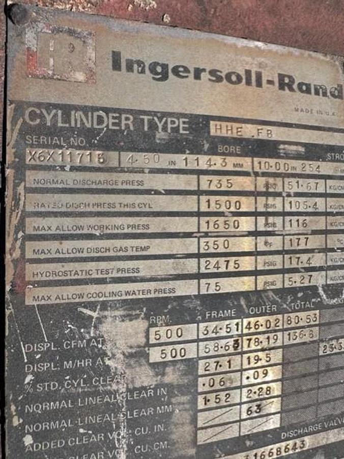 Used Ingersoll Rand 4HHE-FB-3-1 Compressor Frame SN XXH2638
