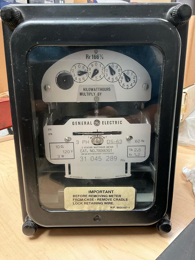 Used G&E Type DS-63 two-stator Polyphase watthour meter 700X63G1