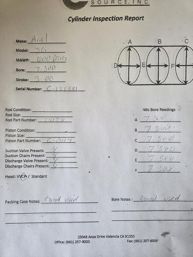 Used Ariel 7.500 " JG Cylinder C-121581 
