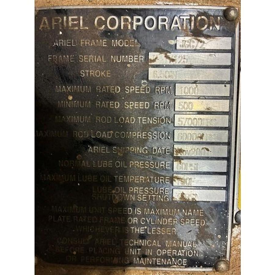 Used CAT G3608 A3 / Ariel JGC-2 Single Stage Compressor Size 11.375" x 11.375" SN F-17125