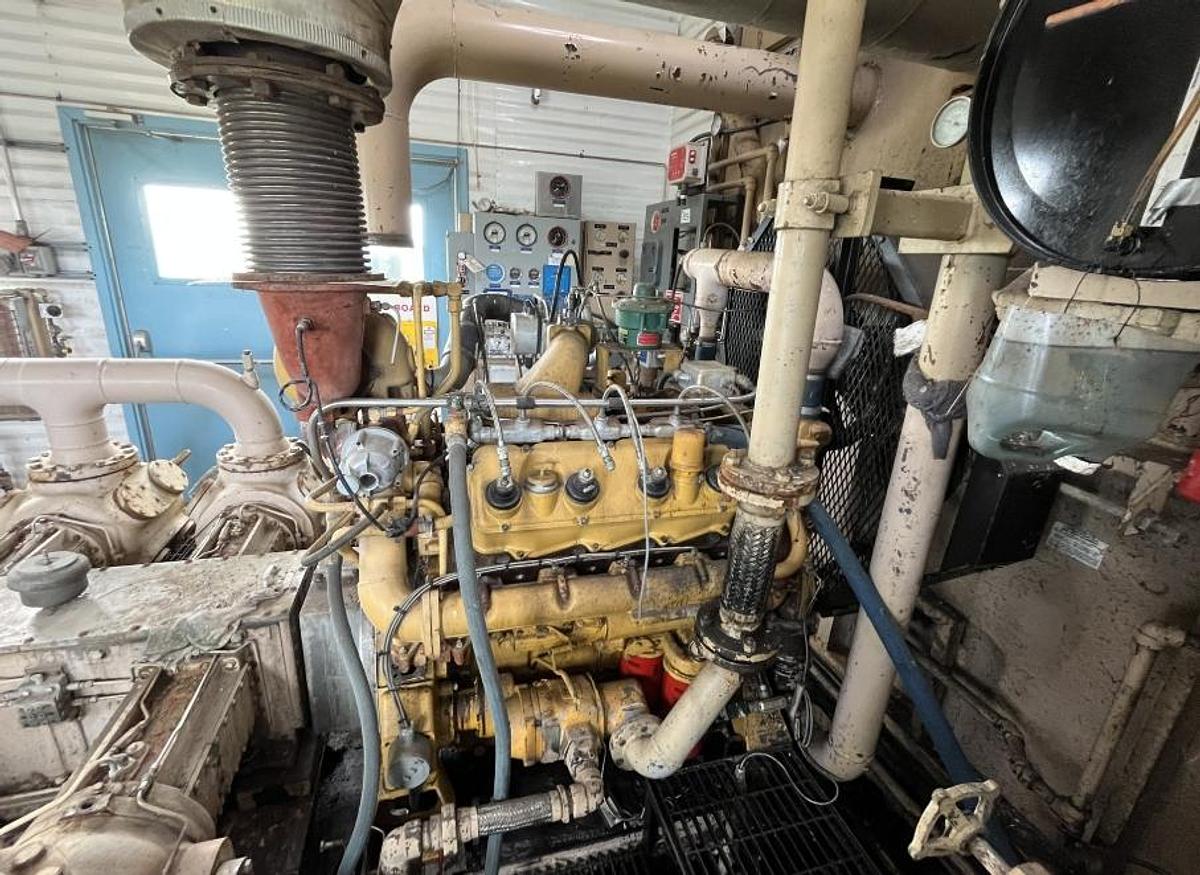 Used CAT  Gas Compressor Package Model G3408TA S/N 6NB01289 Ariel Model JGA-4-3 Stage S/N F-14205 Size 8 7/8 x 8 7/8 x 6.5 x 4.125 x 3” Stroke