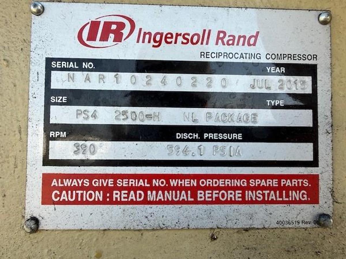 Used Ingersoll Rand Four Stage PET Compressor 525 HP / Model PS4 2500=H NL Package SN NAR10240220