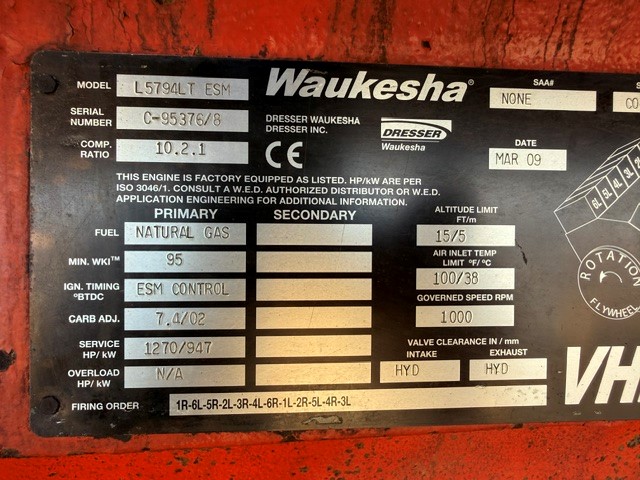 Used Waukesha L5794LT ESM Engine SN: C-95376/8
