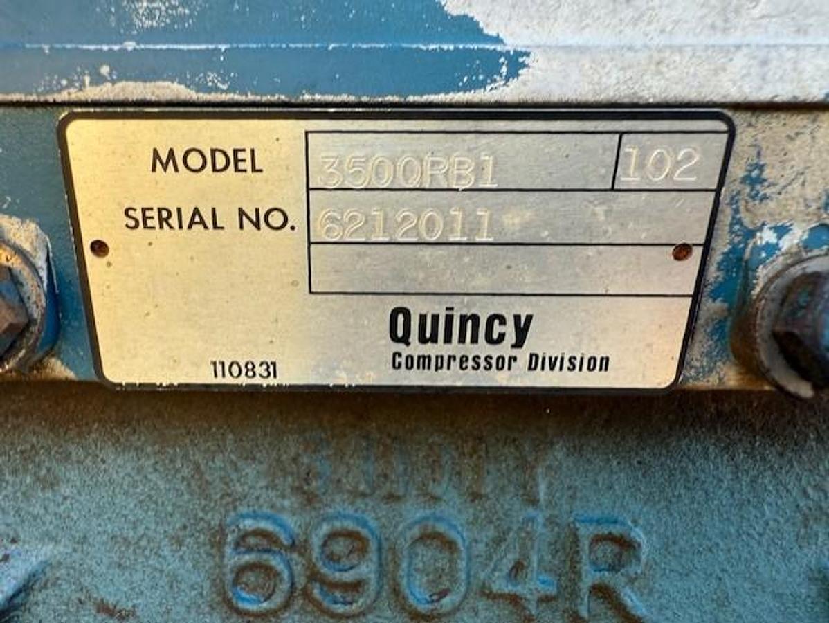 Used Quincy 350 / 10 HP Air Compressor  SN 6212011