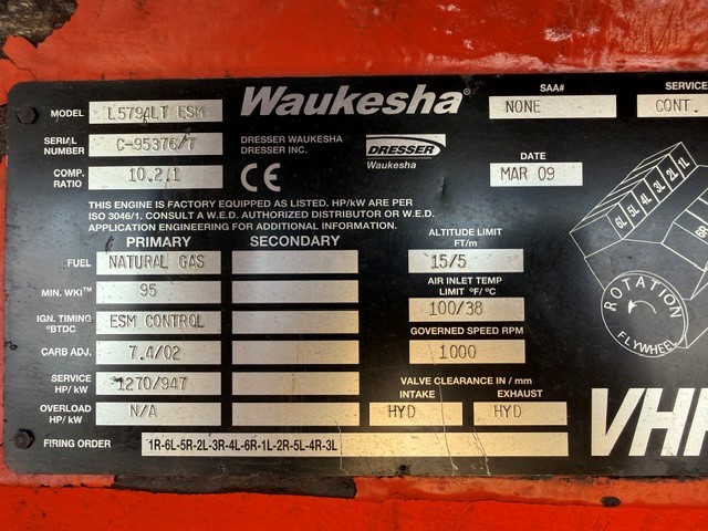 Used Waukesha L5794LT ESM Engine SN C-95376/7