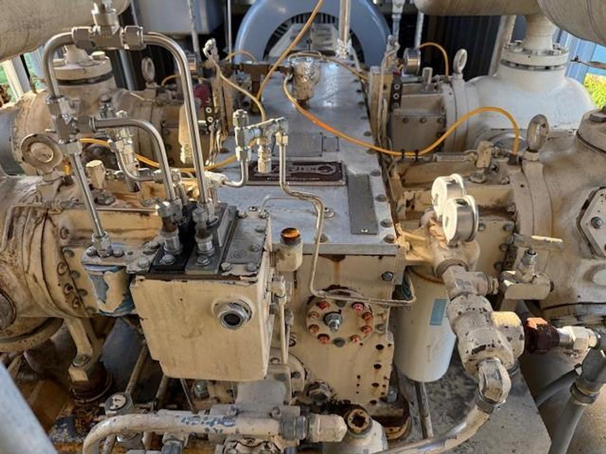 Used 600 HP / Ariel JGA-4 SN F-21749 Four Stage CNG Compressor Package Size 6.125” x 4.125” x 3.375” x 3.375” x 1.75” x 1.75” with ACE E721 Cooler