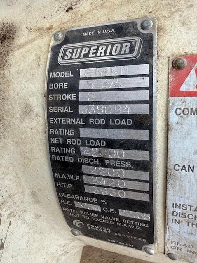 Used White Superior MH-64 Compressor Frame SN 336670 and 9.5" x 9.5" x 5.75" x 5.75" cylinders