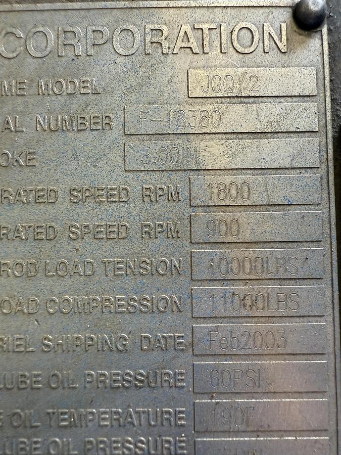 Used Ariel JGQ-2 Compressor Frame SN F-18380