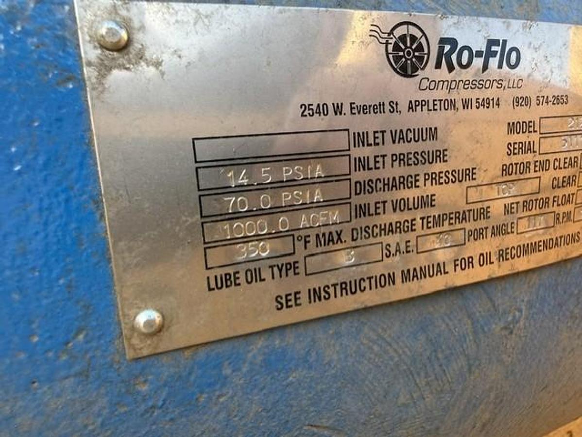 Used AC Ro-Flo 212M Rotary Vane Compressor SN 5111-1
