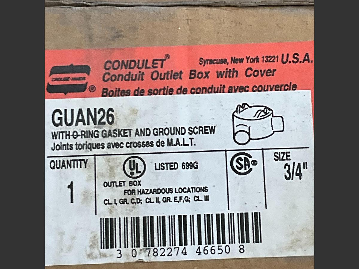 Eaton Crouse-Hinds GUAN26 ¾-inch conduit outlet box