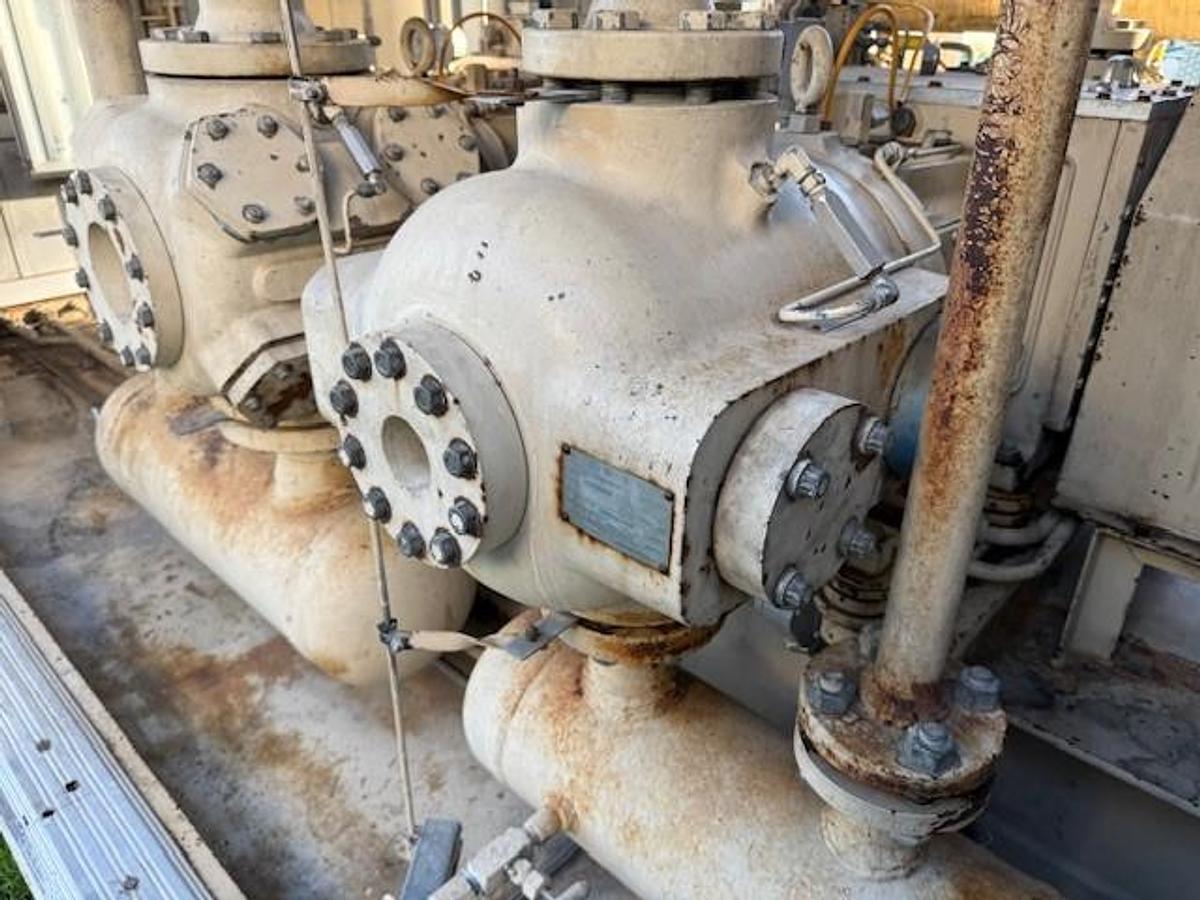 Used 600 HP / Ariel JGA-4 SN F-21749 Four Stage CNG Compressor Package Size 6.125” x 4.125” x 3.375” x 3.375” x 1.75” x 1.75” with ACE E721 Cooler