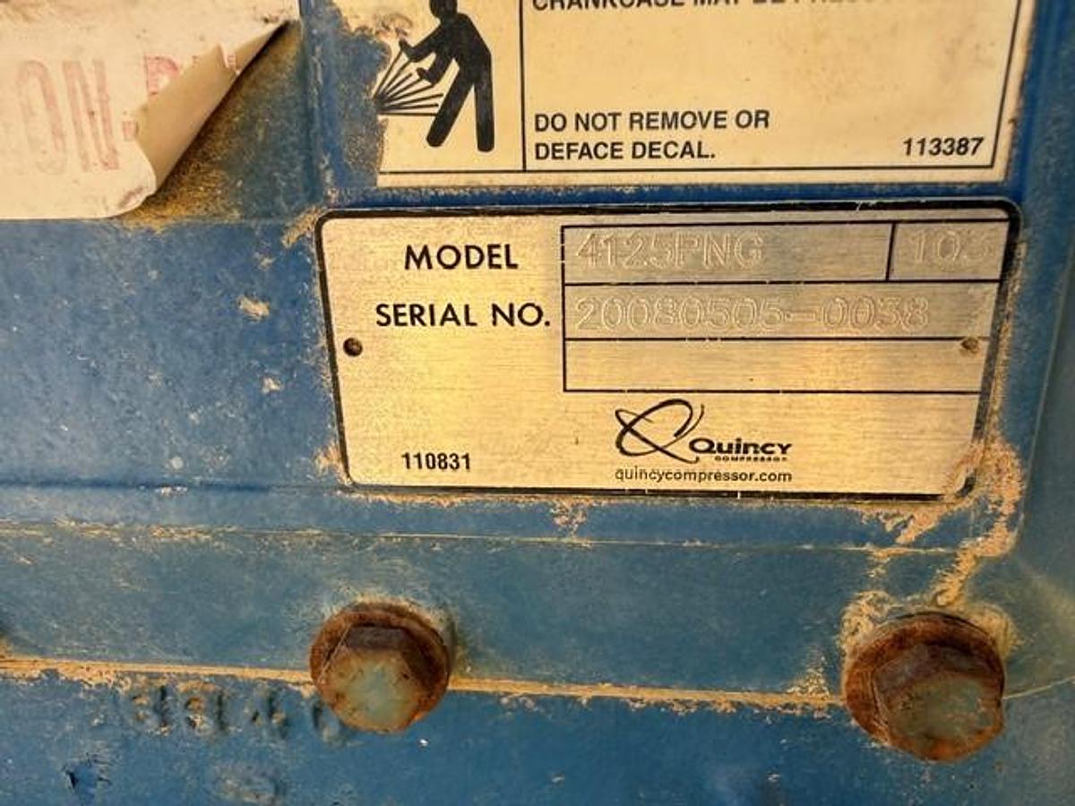 Used Quincy 4125PNG Vapor Recovery Compressor 25HP SN 20080505-0038