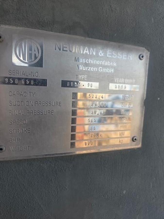 Used Neuman & Esser BV35-90 / 25 HP Compressor Package SN 950650