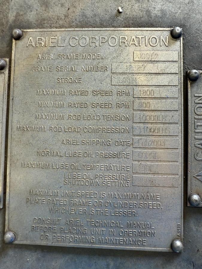 Used Ariel JGQ-2 Compressor Frame SN F-18380