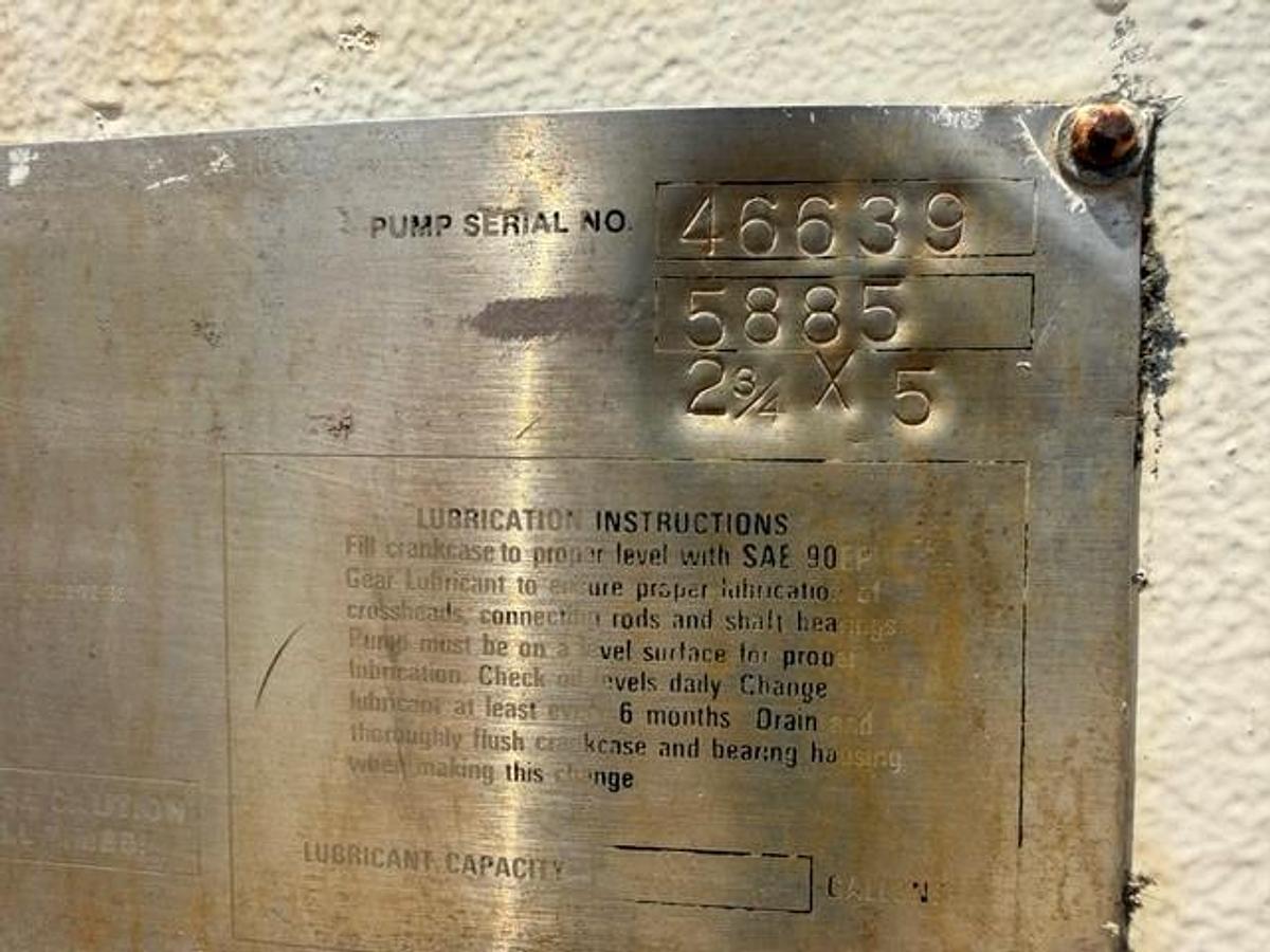 Used 300 HP GASO 5885 Pump Size 2.75” x 5” SN 46639