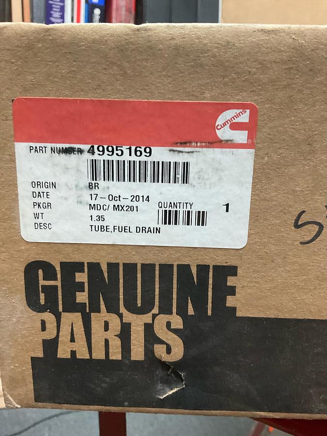 Cummins Fuel Drain Tube PN: 4995169