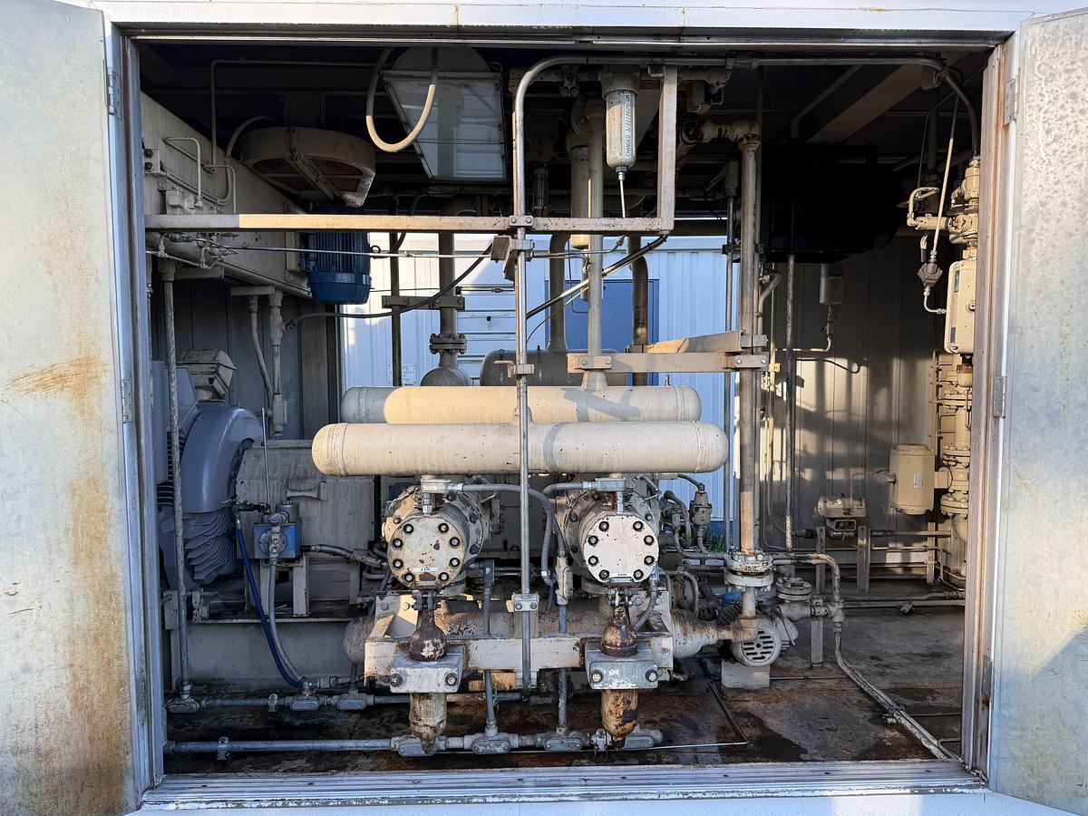 Used 600 HP / Ariel JGA-4 SN F-21749 Four Stage CNG Compressor Package Size 6.125” x 4.125” x 3.375” x 3.375” x 1.75” x 1.75” with ACE E721 Cooler