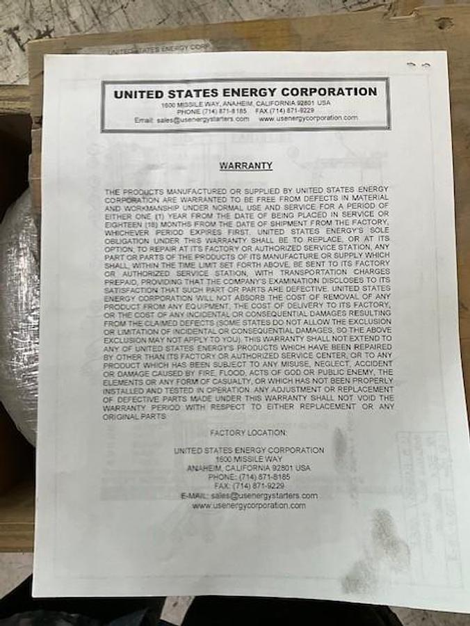 U.S. Energy 5-ST2C1A Electric Starter SN 5-309