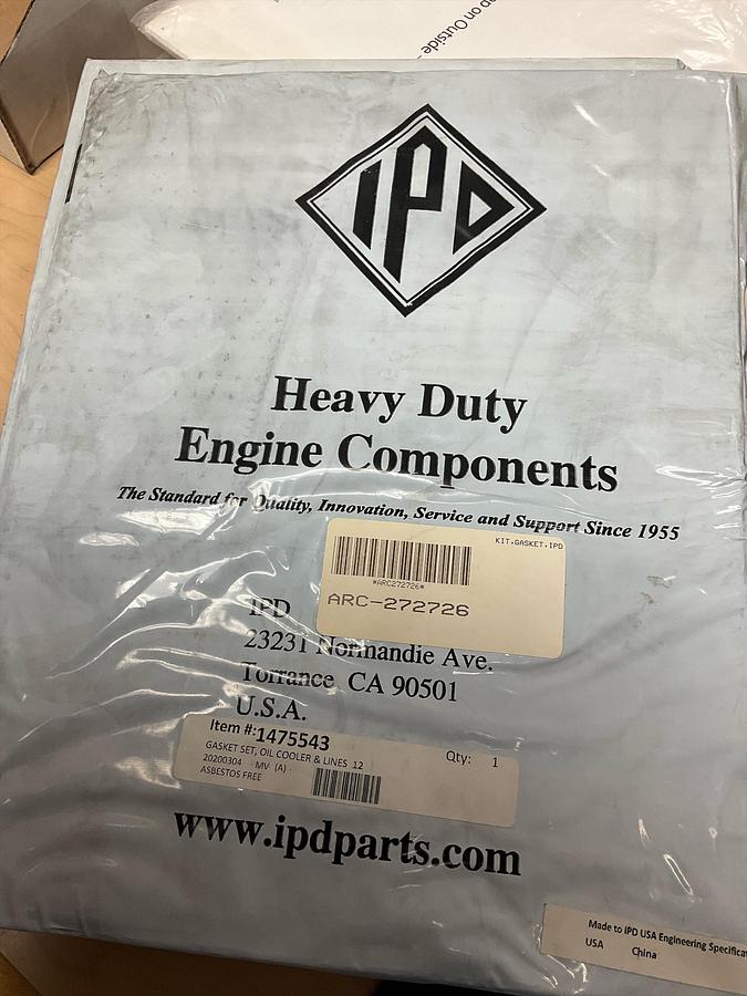 IPD Caterpillar Gasket Set, Oil Cooler & Lines 12 PN: 1475543
