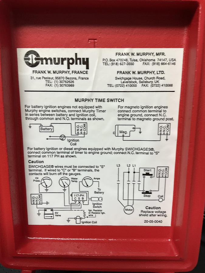FW MURPHY Time Switch Model 24T PN: 20700037