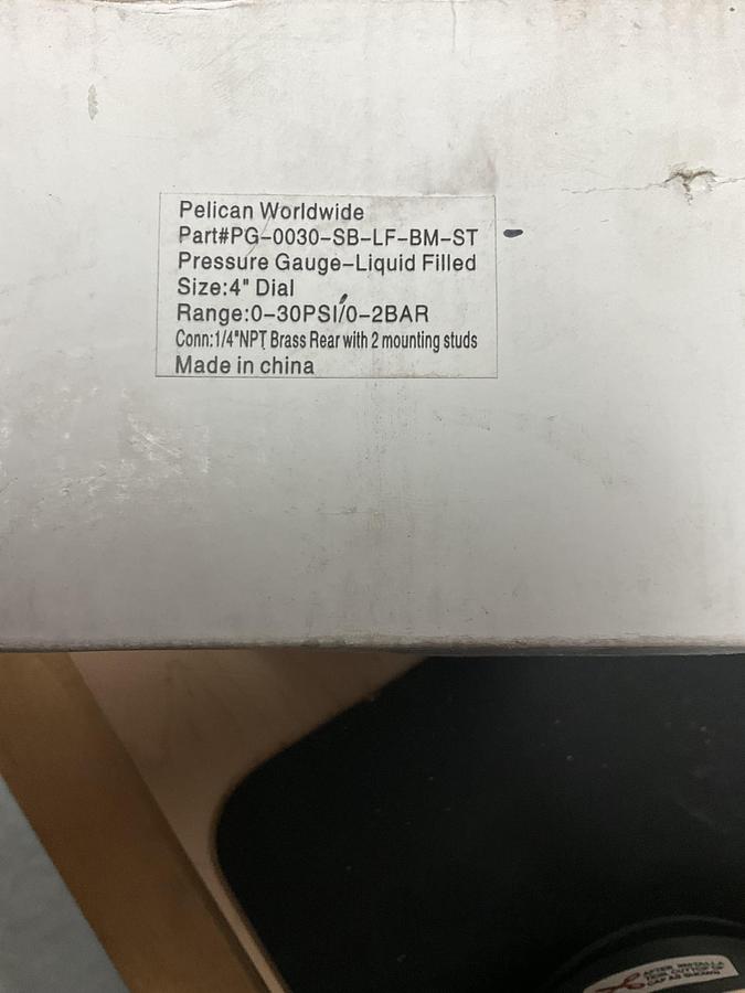 Pelican Worldwide Pressure Gauge PN: PG-0030-SB-LF-BM-ST