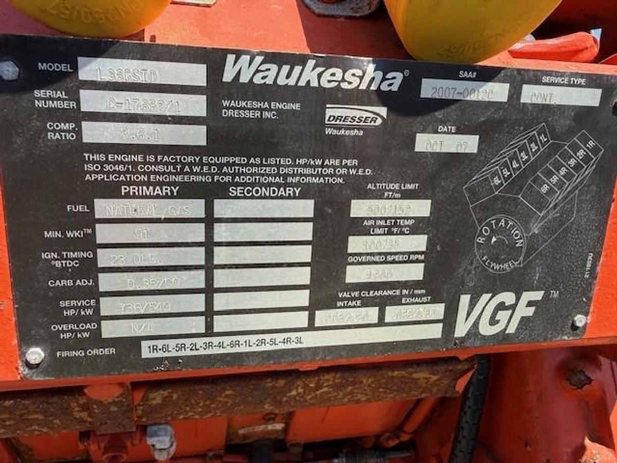 Used Waukesha L36GSID / Leroy Somer 550 KW Natural Gas Generator Set SN C-17682/1