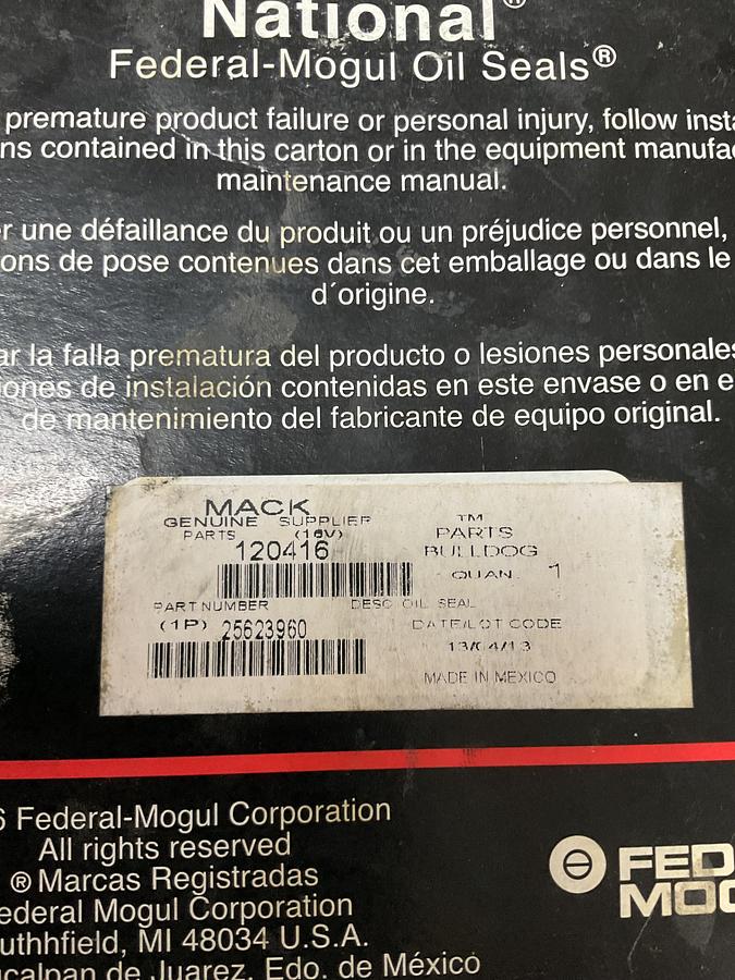 Federal Mogul Oil Seal PN: 25623960