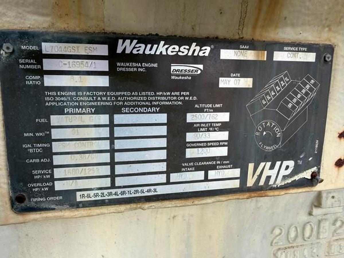 Used Waukesha L7044GSI ESM S/N C-16954/1 / Ariel JGD-4-2 Stage S/N F-28954 Size 13.625" x 13.625" x 7.875" x 7.875"