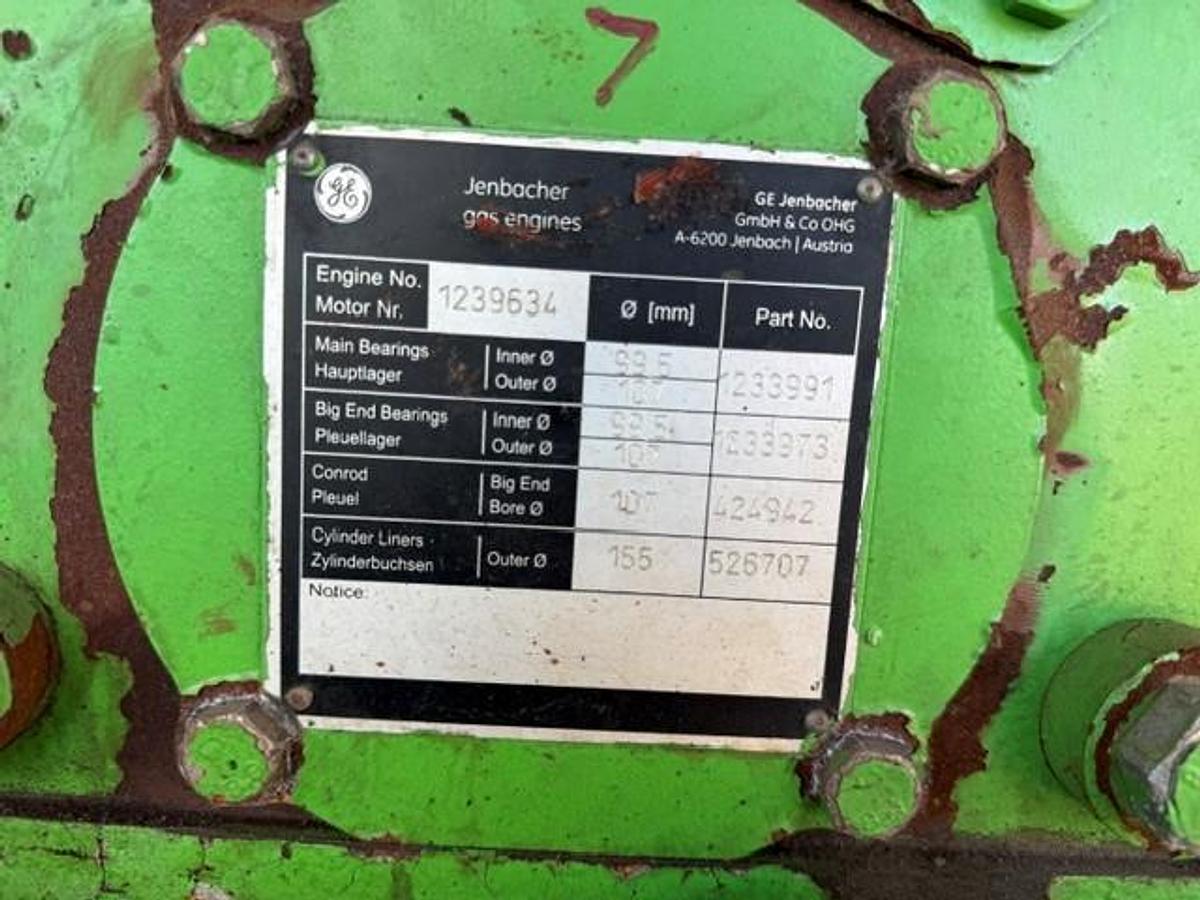 Used Jenbacher Genset Model J-320GS S/N 1239634 1095 KW 1800 RPM 60 Hz 3 Phase 480/277 Volts