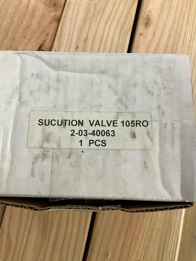 GEMINI SUCUTION VALVE 105RO PN: 2-03-40063