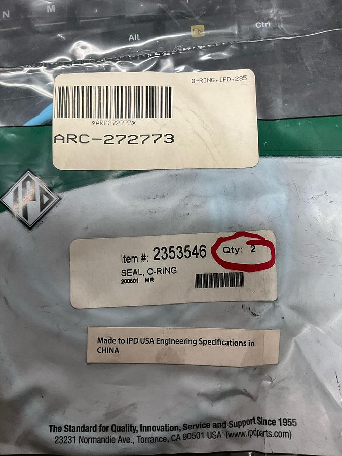 IPD O-RING SEAL PN: 2353546