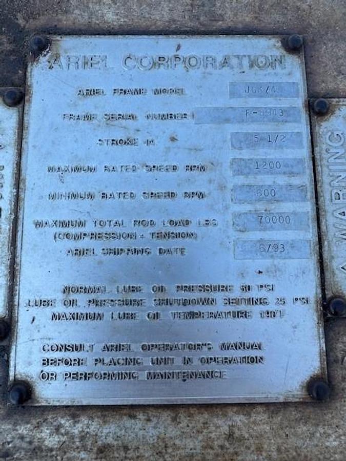 Used Ariel Model JGK-4 Frame S/N F-8943 70,000 LB R/L 
