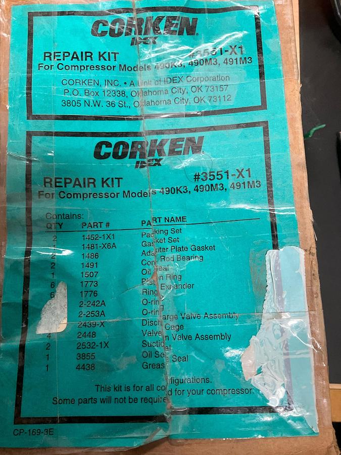 Corken Repair kit for Models 490K3, 490M3, 491M3