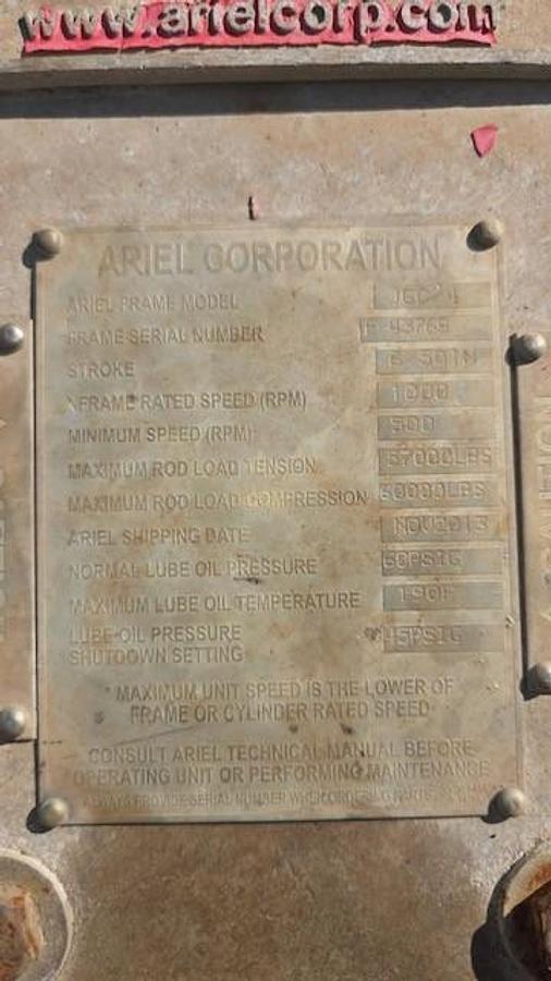 Used Ariel Model JGC 4 Frame S/N F-43769 MFG 11/2013 R/L 117,000