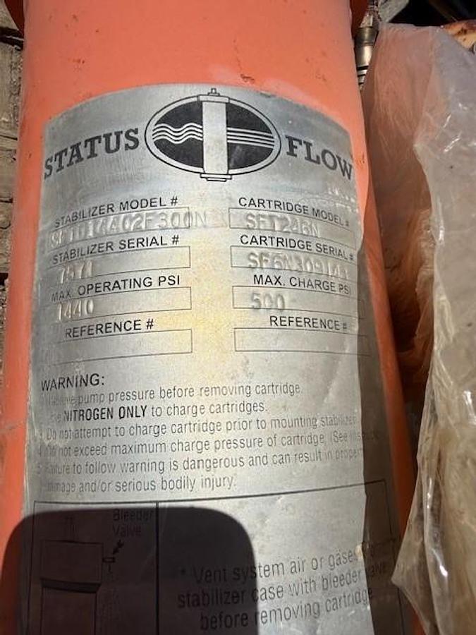 Used Status Flow SFVS1503F300N pulsation Dampeners 150 psi 
