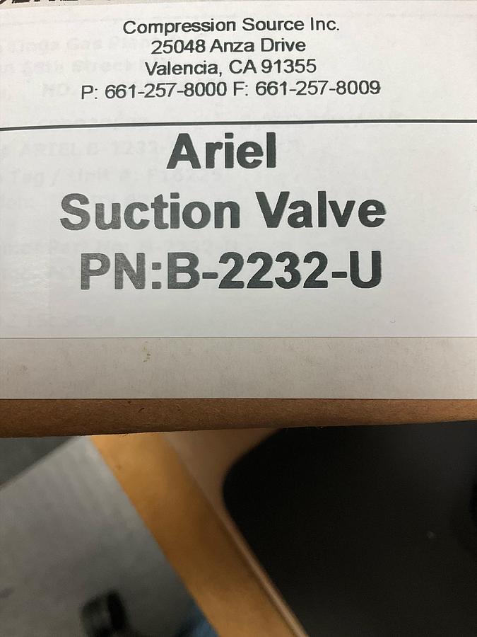 Refurbished Ariel Suction Valve PN: B-2232-U