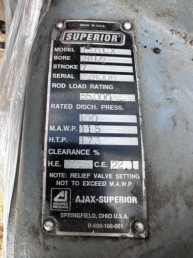 Used White Superior 26.5” x 7” Stroke 130CX 115# Cylinder SN: 328006