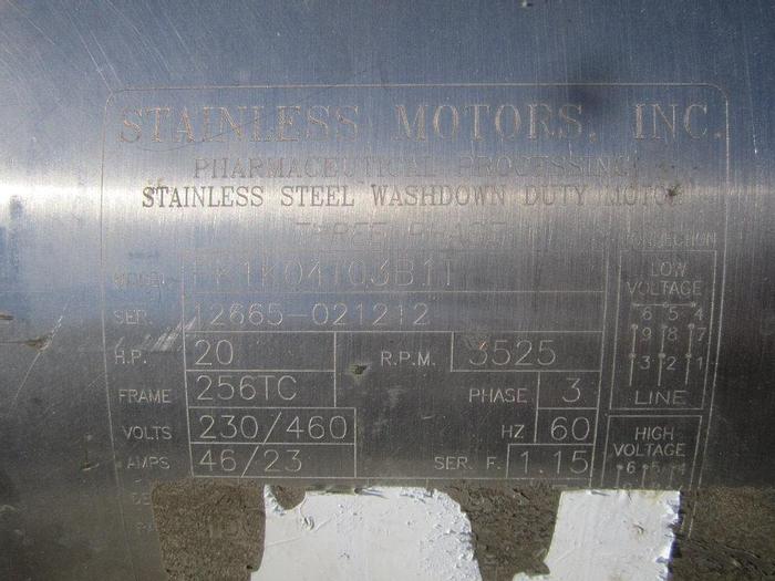 Used Pump, Centrif., 20 HP, S/st, Fristam, Mdl FPX1742, 2-1/2" #S739817