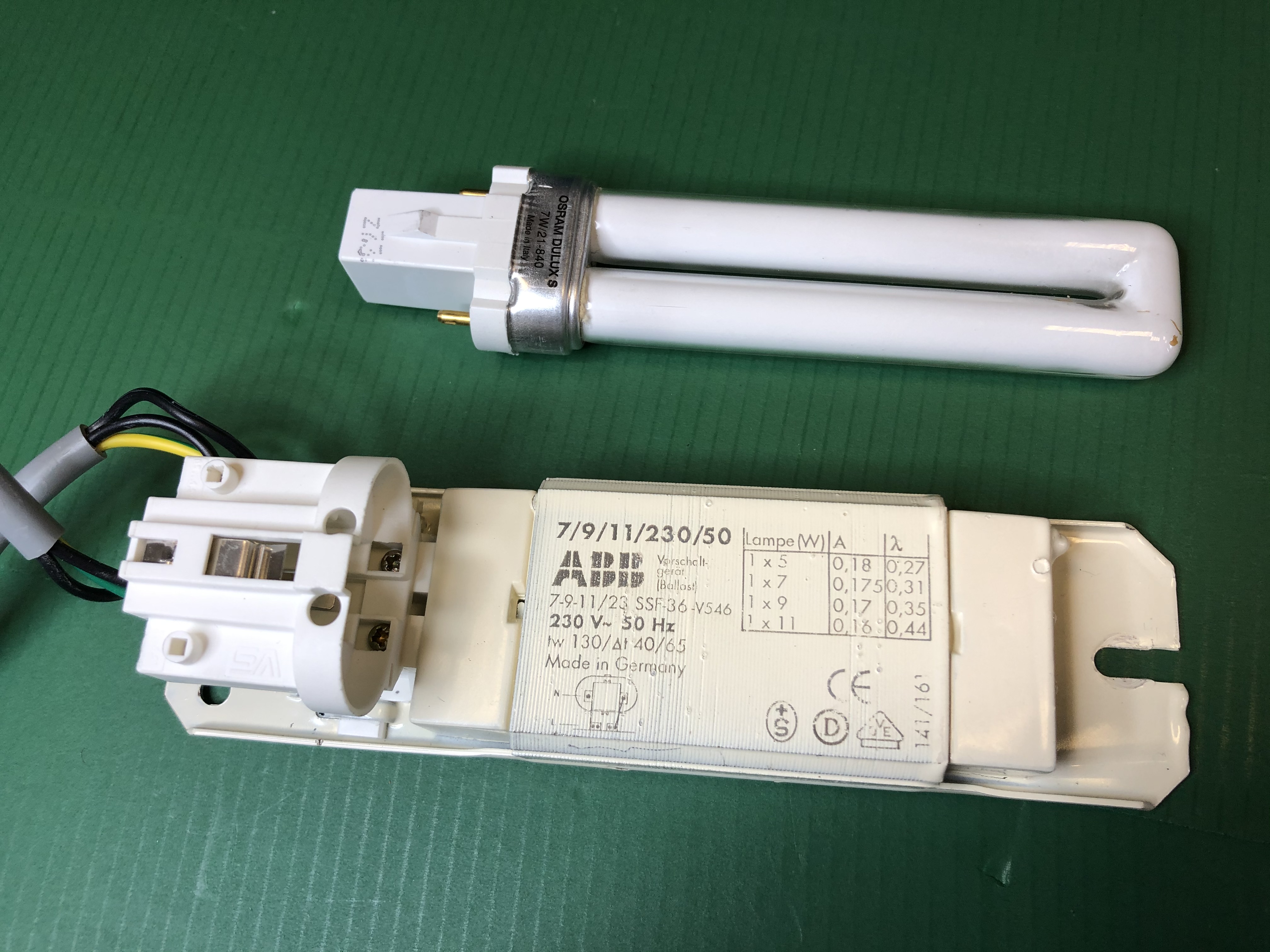 Used ABB Vorschaltgerät PL-S Dulux S Ralux S 5W 7W 9W 11W With Dulux Bulb
