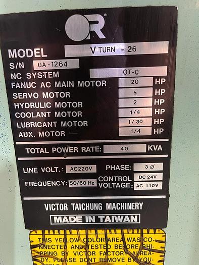 Used Victor Vturn-26 CNC Lathe