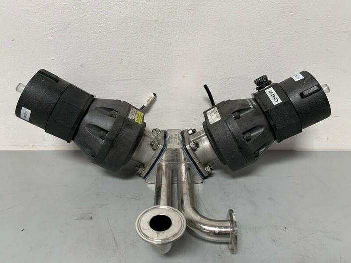 Used 2 ITT Sherotec 90PSI Stainless Steel Valves w/ 2 Position Monitors & 1" Sanitary